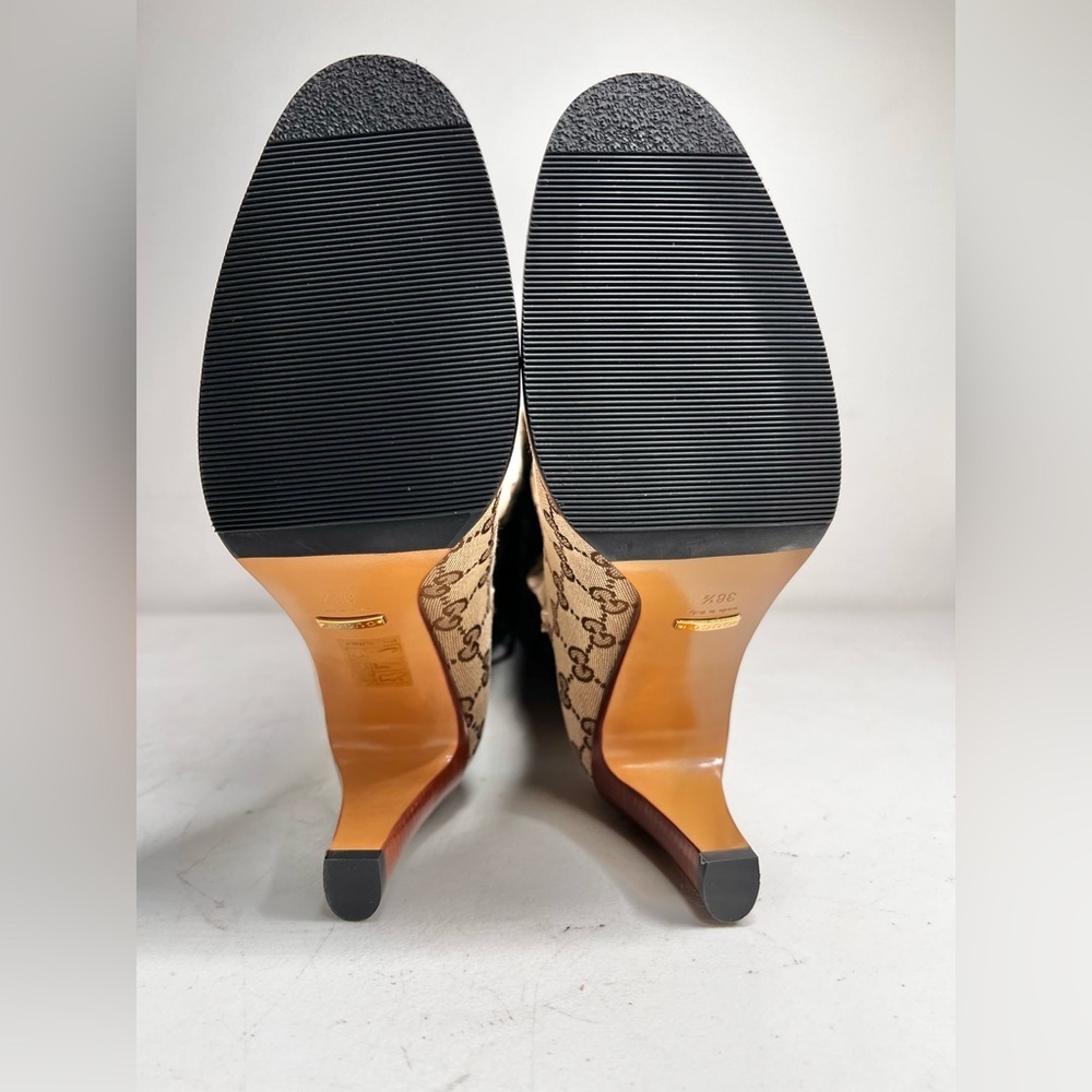 NIB Gucci Lisa Knee High GG Canvas Brown Boots Size 38.5 - Picture 9 of 10